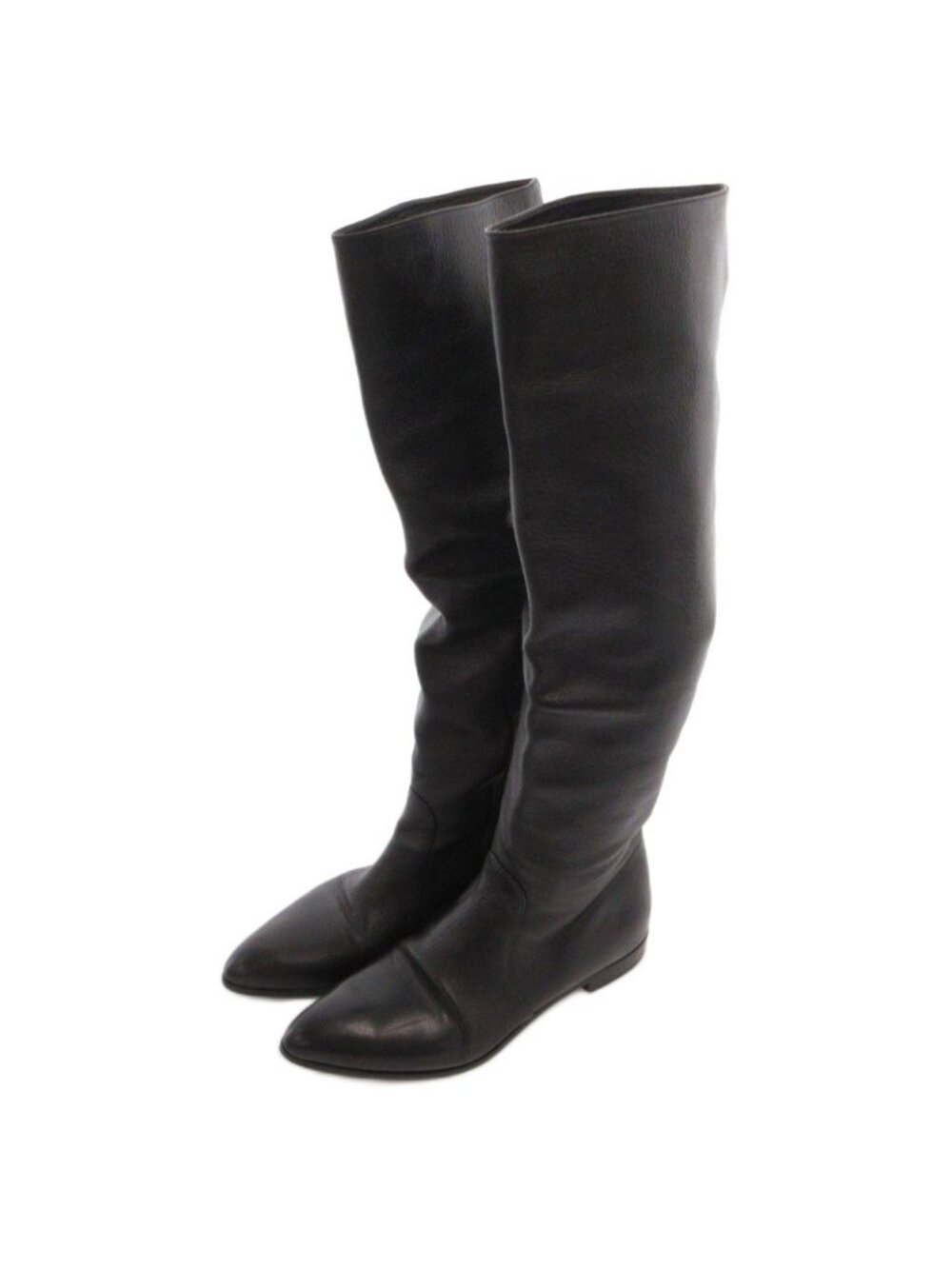 Prada Leather Long Boots Shoes Pointed Toe Black